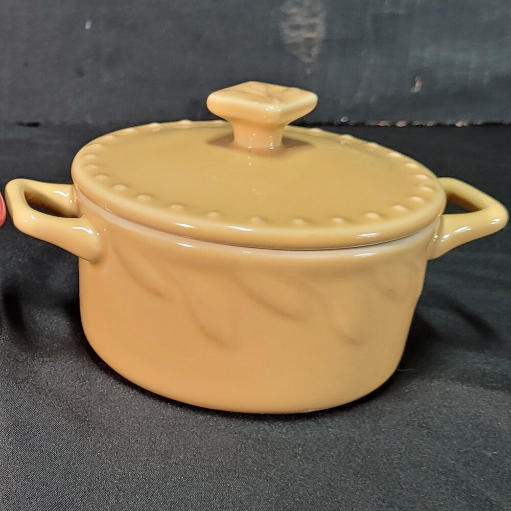 Signature Individual Casserole or Sugar Bowl Yellow Amber Wheat